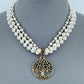 Gold Finish Multi Layer Pearl Neclace Tree of Life Pendant