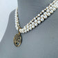 Gold Finish Multi Layer Pearl Neclace Tree of Life Pendant