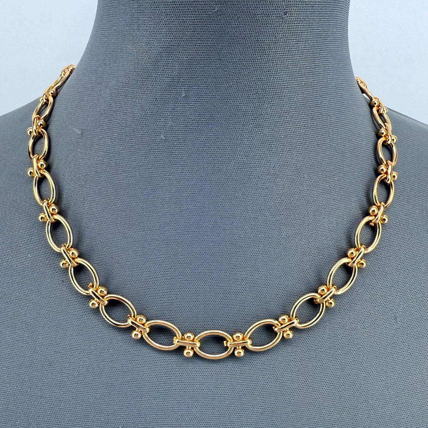 Gold Finish Tailored Paper Clip Necklace