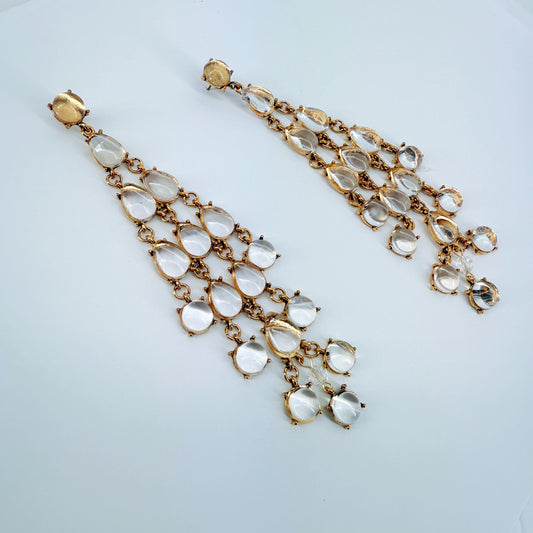 Long Multicolor or Clear Bohemian Tassel Earrings