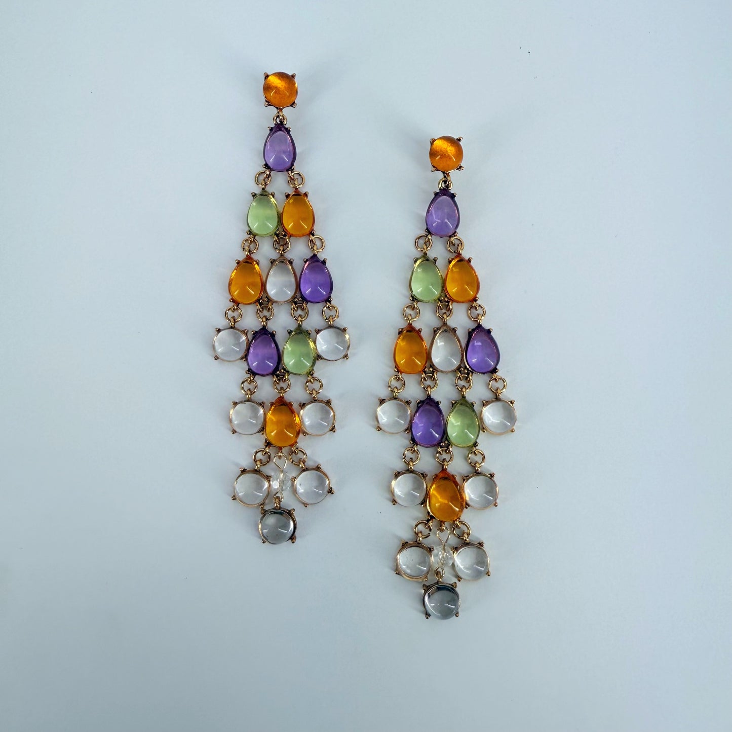 Long Multicolor or Clear Bohemian Tassel Earrings