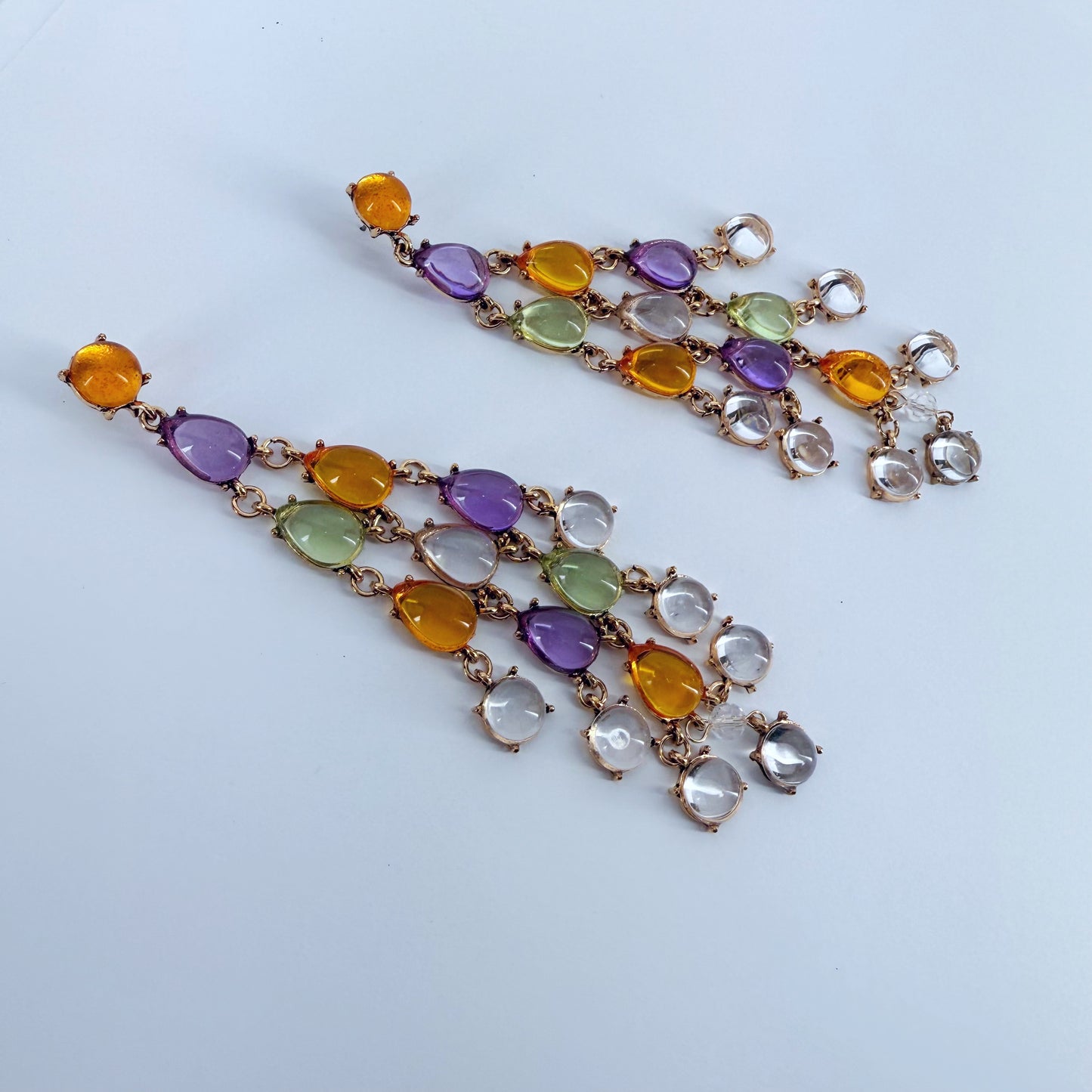 Long Multicolor or Clear Bohemian Tassel Earrings