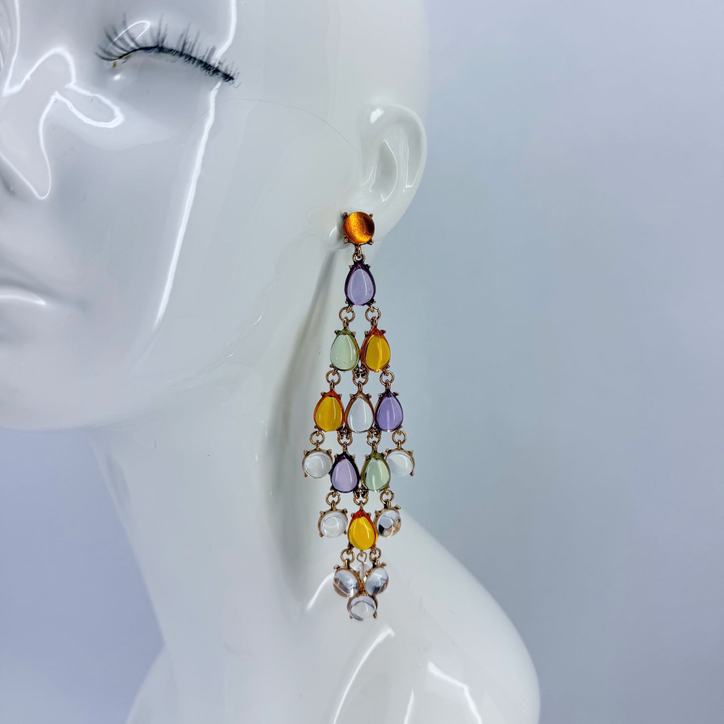 Long Multicolor or Clear Bohemian Tassel Earrings