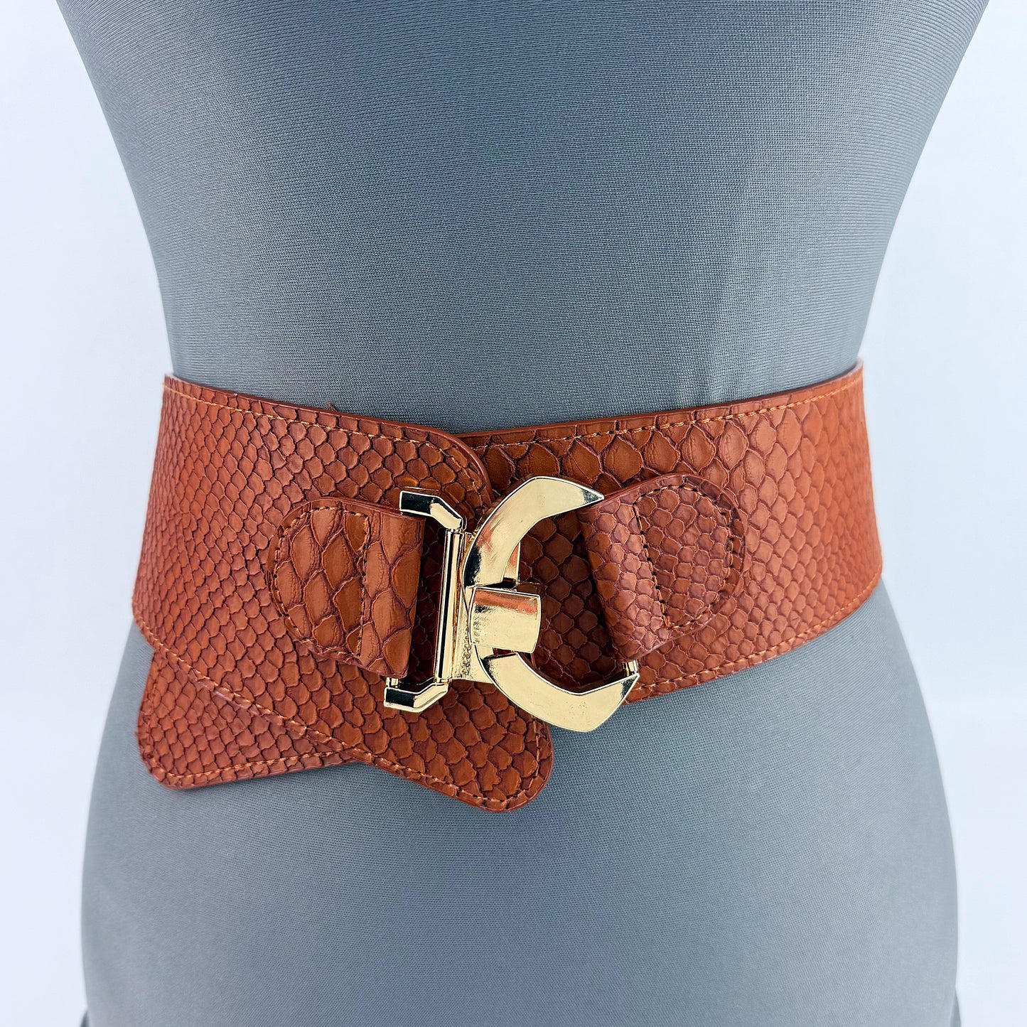 Brown Stretchable Belt Leatherette Style