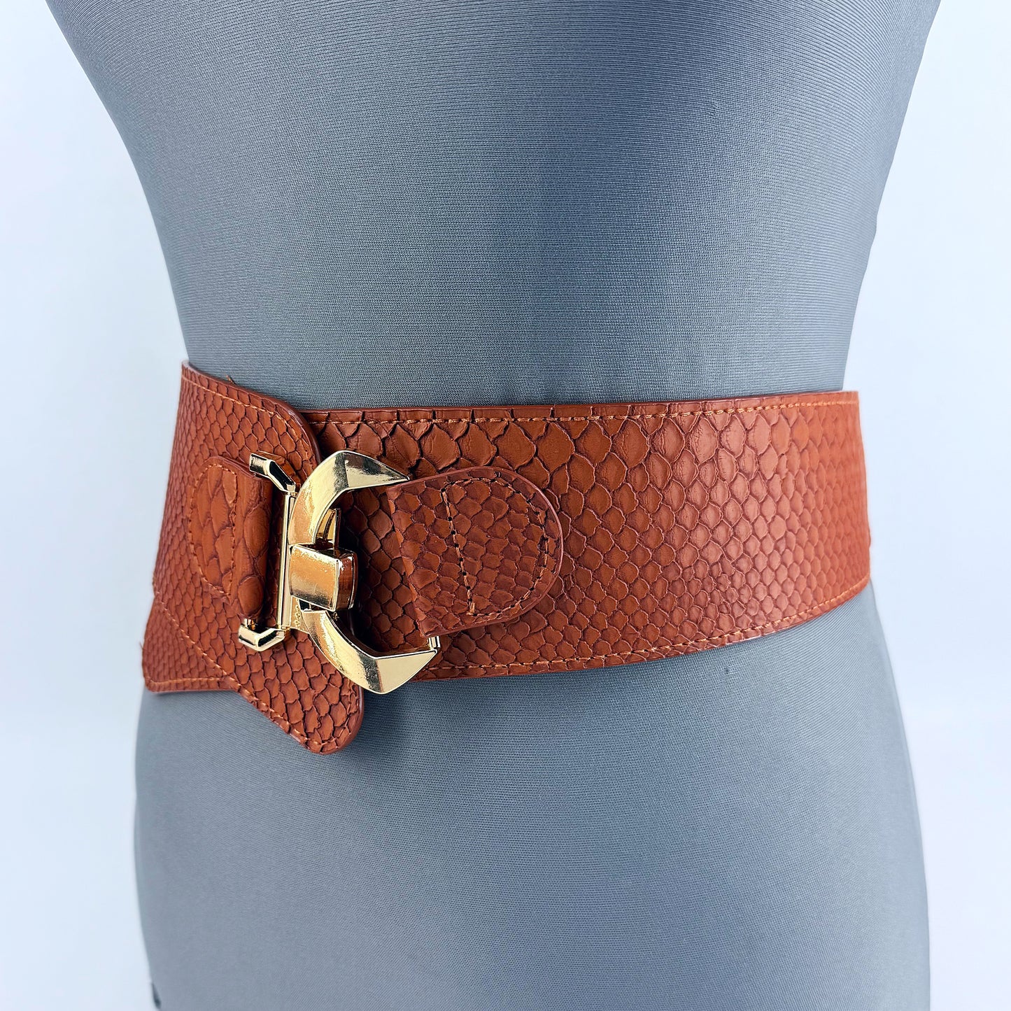 Brown Stretchable Belt Leatherette Style