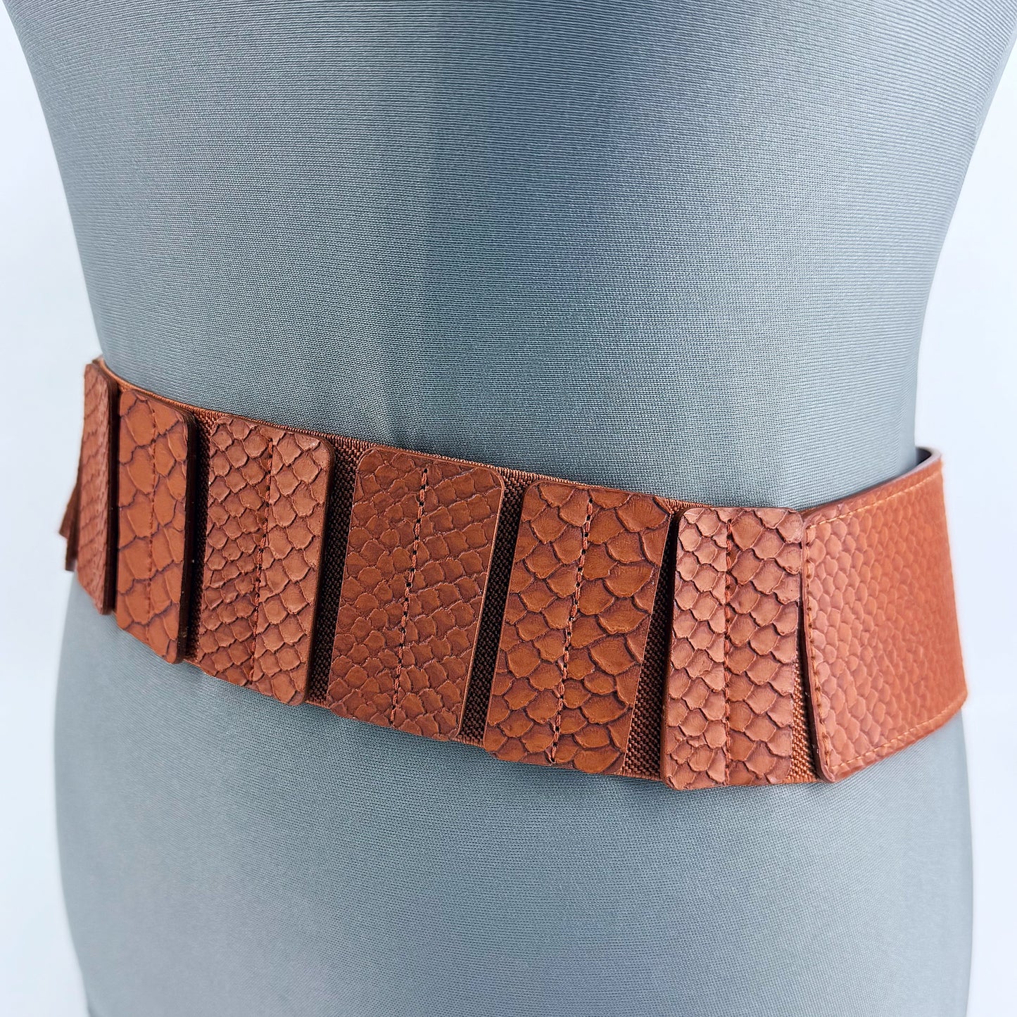 Brown Stretchable Belt Leatherette Style