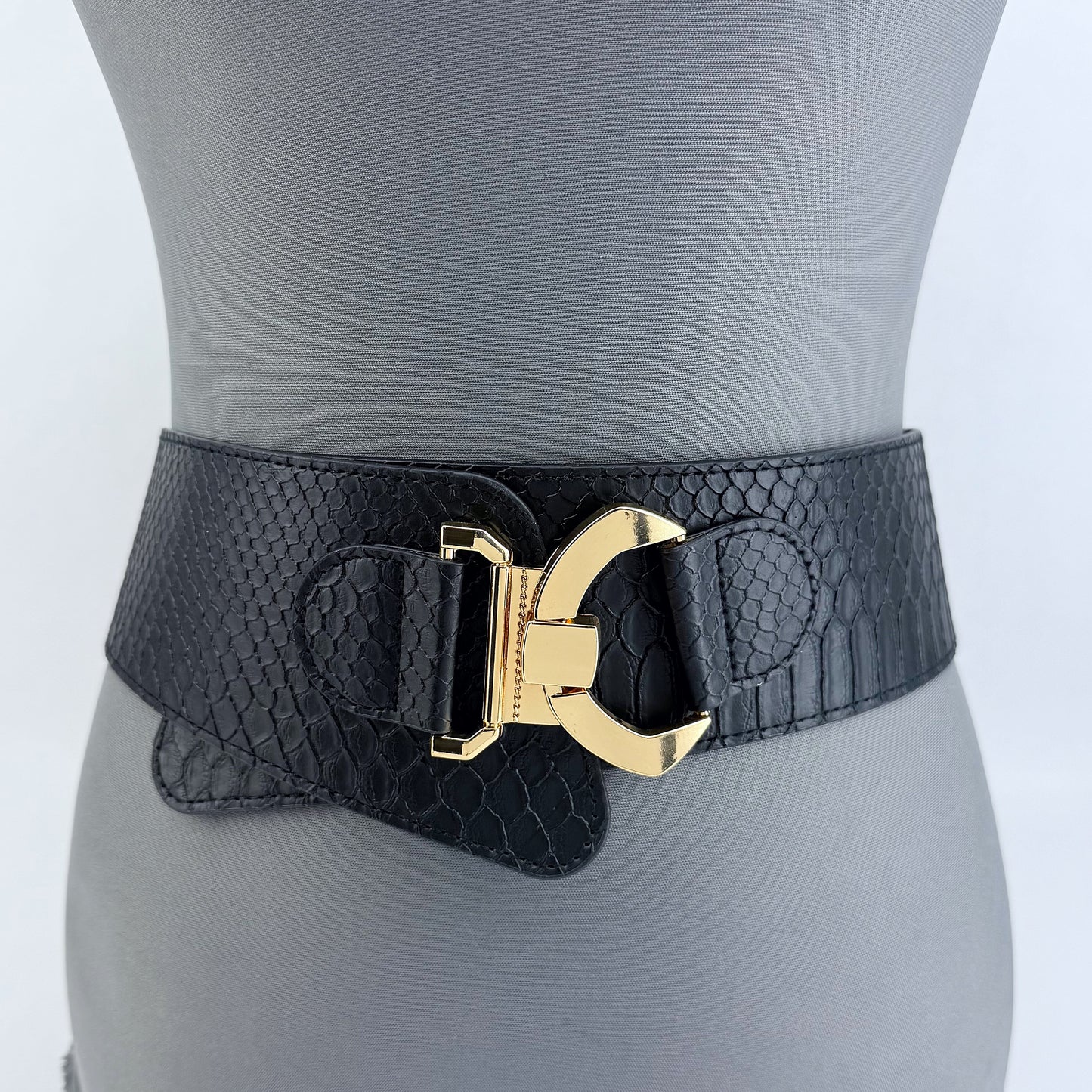 Black Stretchable Belt Leatherette Style