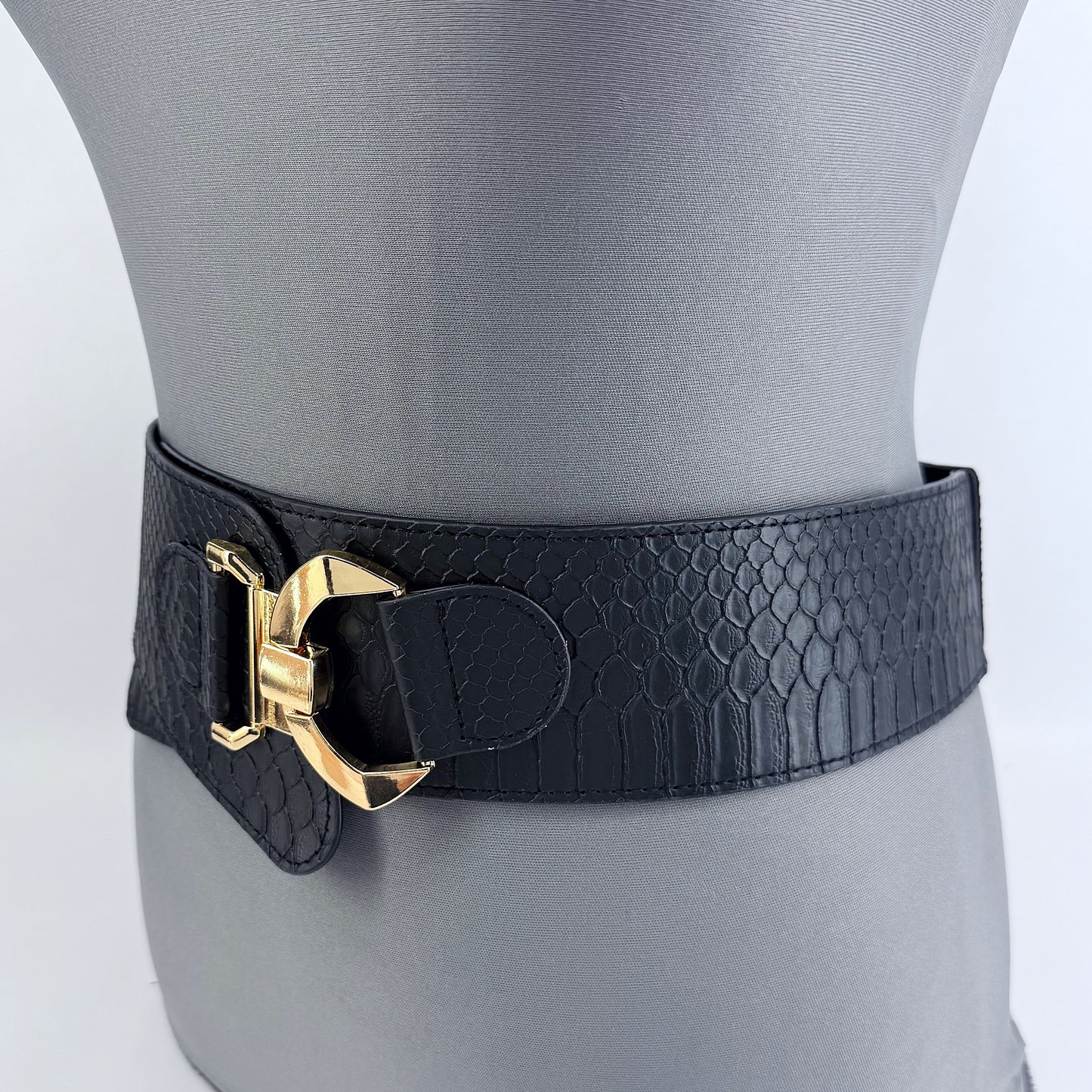 Black Stretchable Belt Leatherette Style