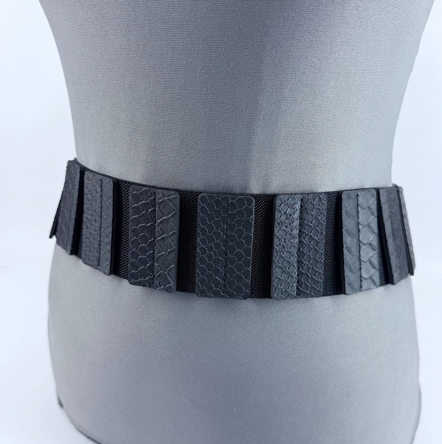 Black Stretchable Belt Leatherette Style