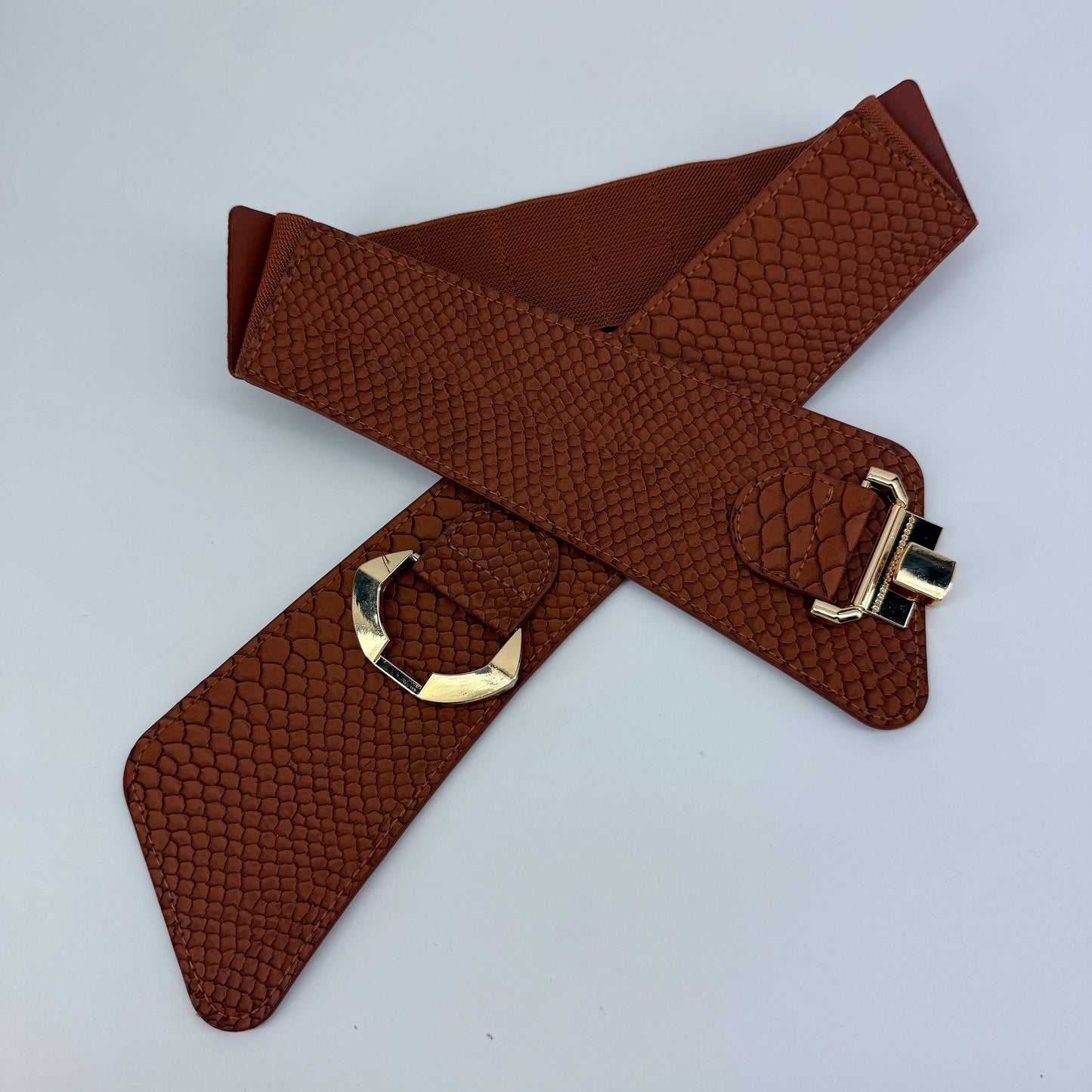 Brown Stretchable Belt Leatherette Style