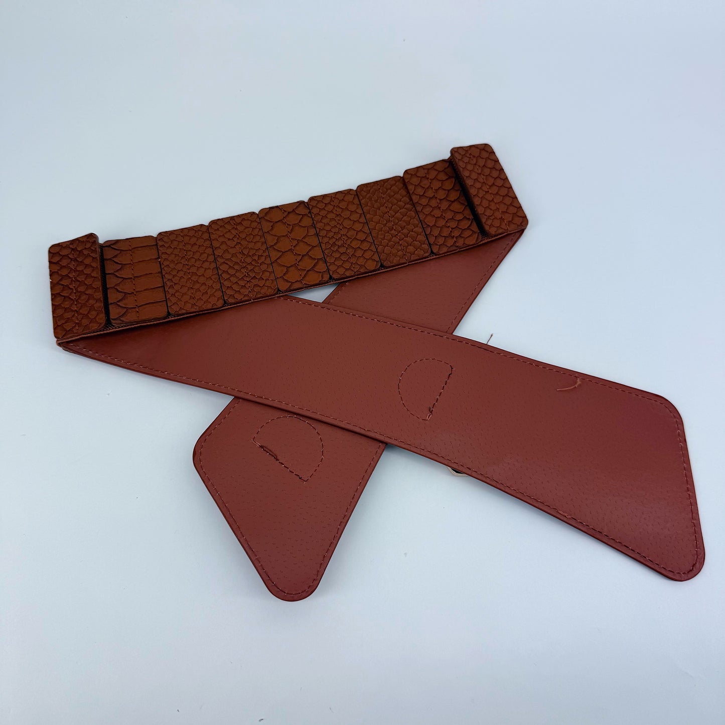 Brown Stretchable Belt Leatherette Style