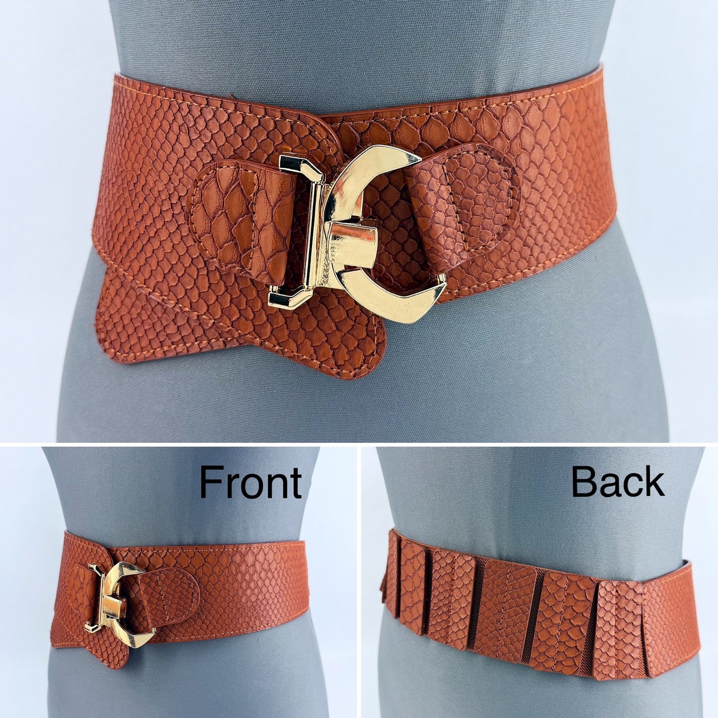 Brown Stretchable Belt Leatherette Style