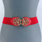 Stretchable Belt Flower Rose Design Buckle