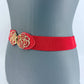 Stretchable Belt Flower Rose Design Buckle
