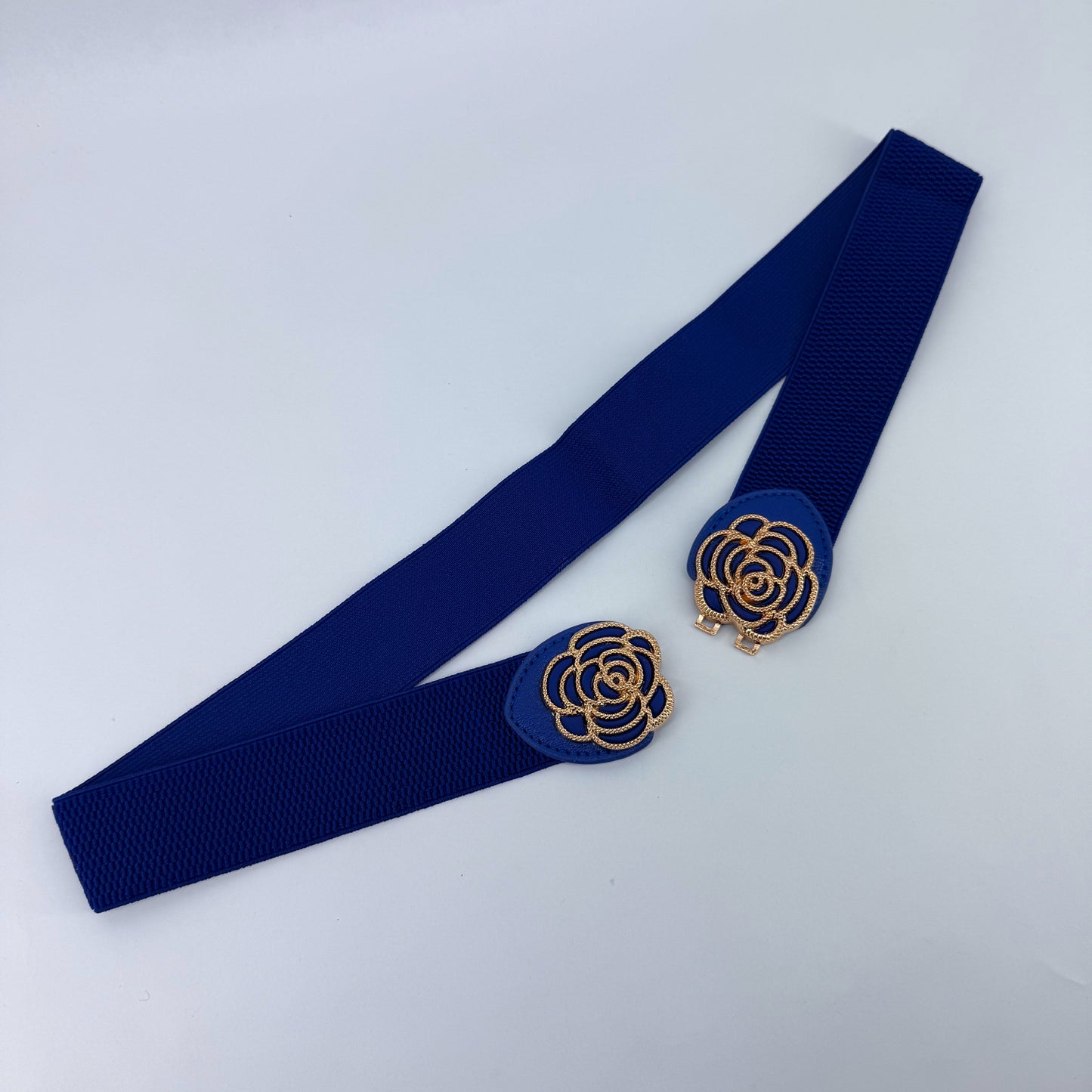 Stretchable Belt Flower Rose Design Buckle