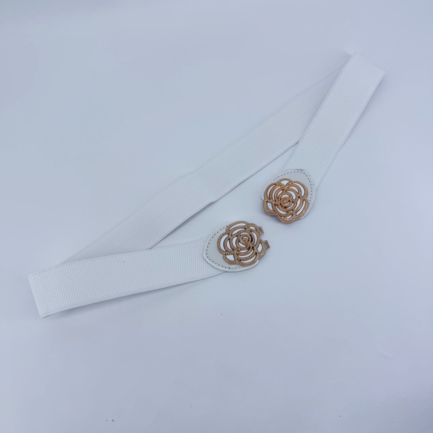 Stretchable Belt Flower Rose Design Buckle