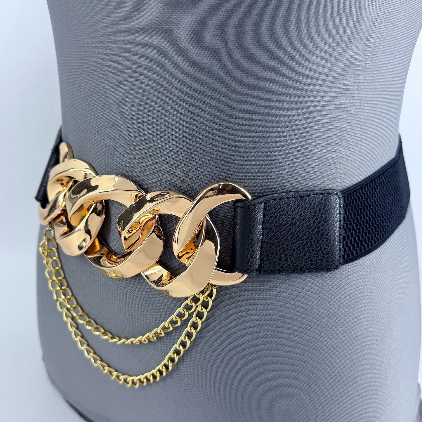 Stretchable Belt with Link Chain Decor