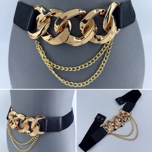 Stretchable Belt with Link Chain Decor