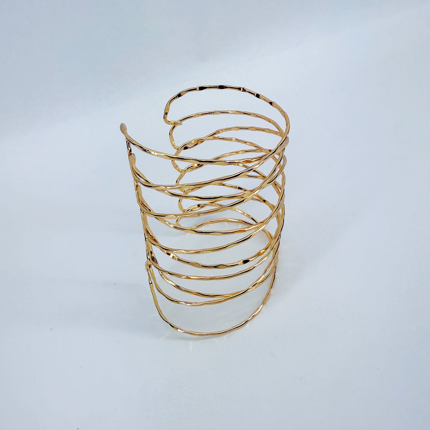Gold Finish Crossed Adjustable Cuff Bracelet