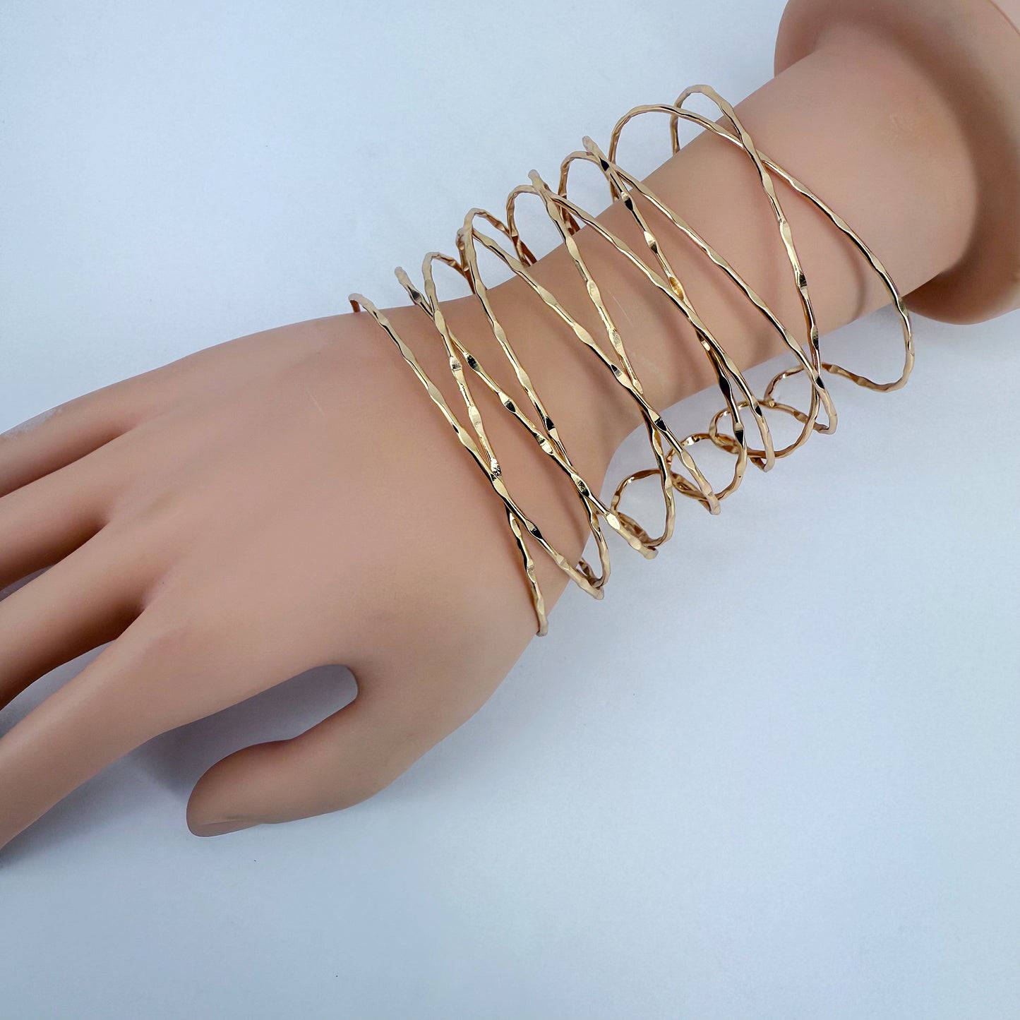 Gold Finish Crossed Adjustable Cuff Bracelet