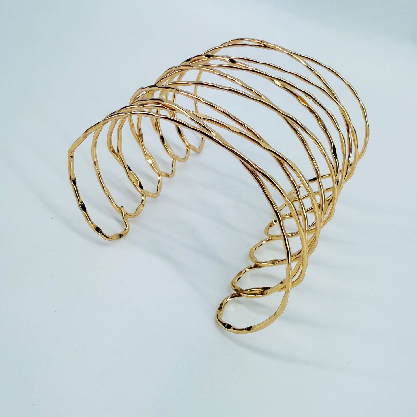 Gold Finish Crossed Adjustable Cuff Bracelet