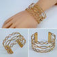 Gold Finish Twisted Layered Adjustable Cuff Bracelet