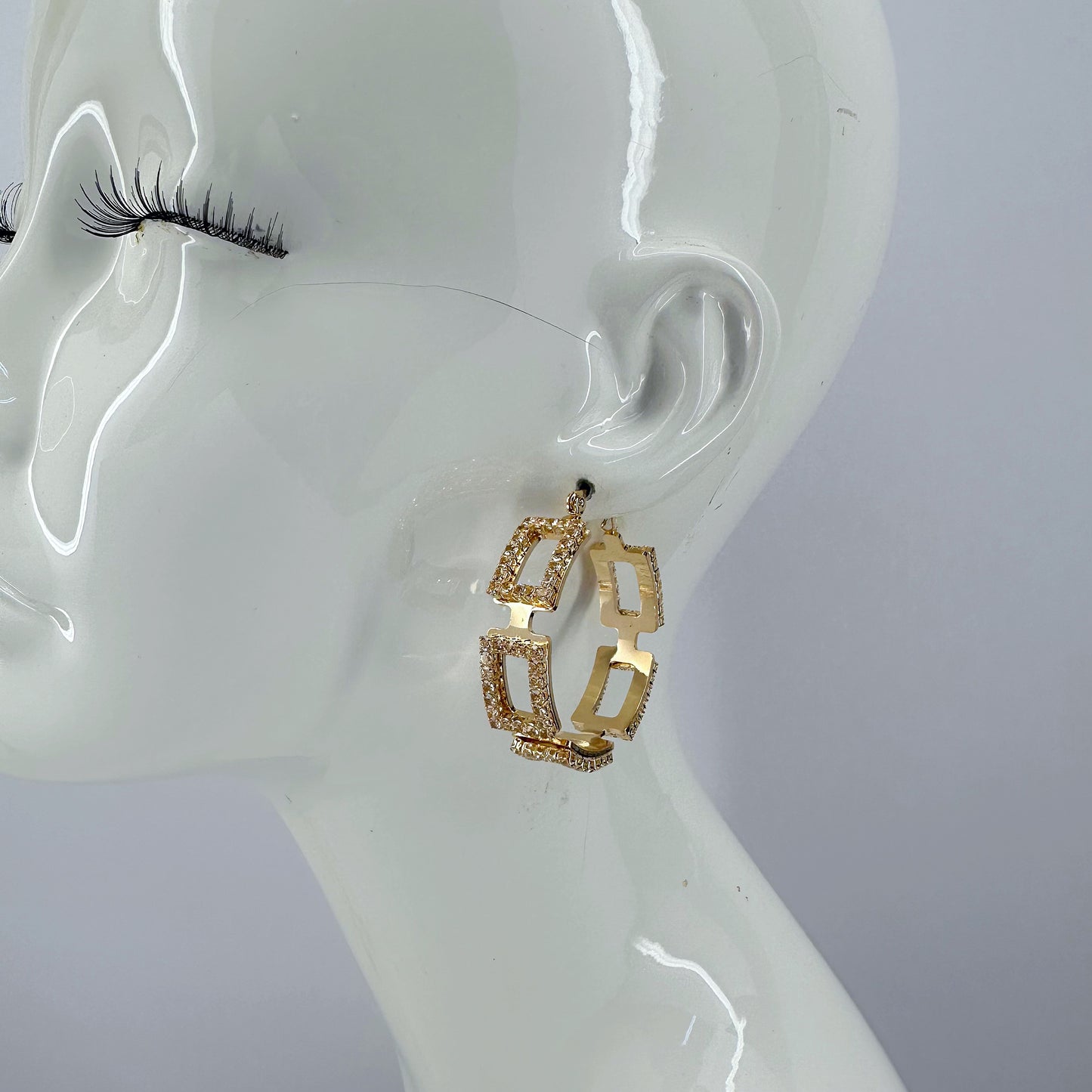 40mm Hoop Earrings Rectangle full of Rhinestones