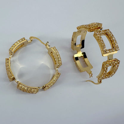 40mm Hoop Earrings Rectangle full of Rhinestones