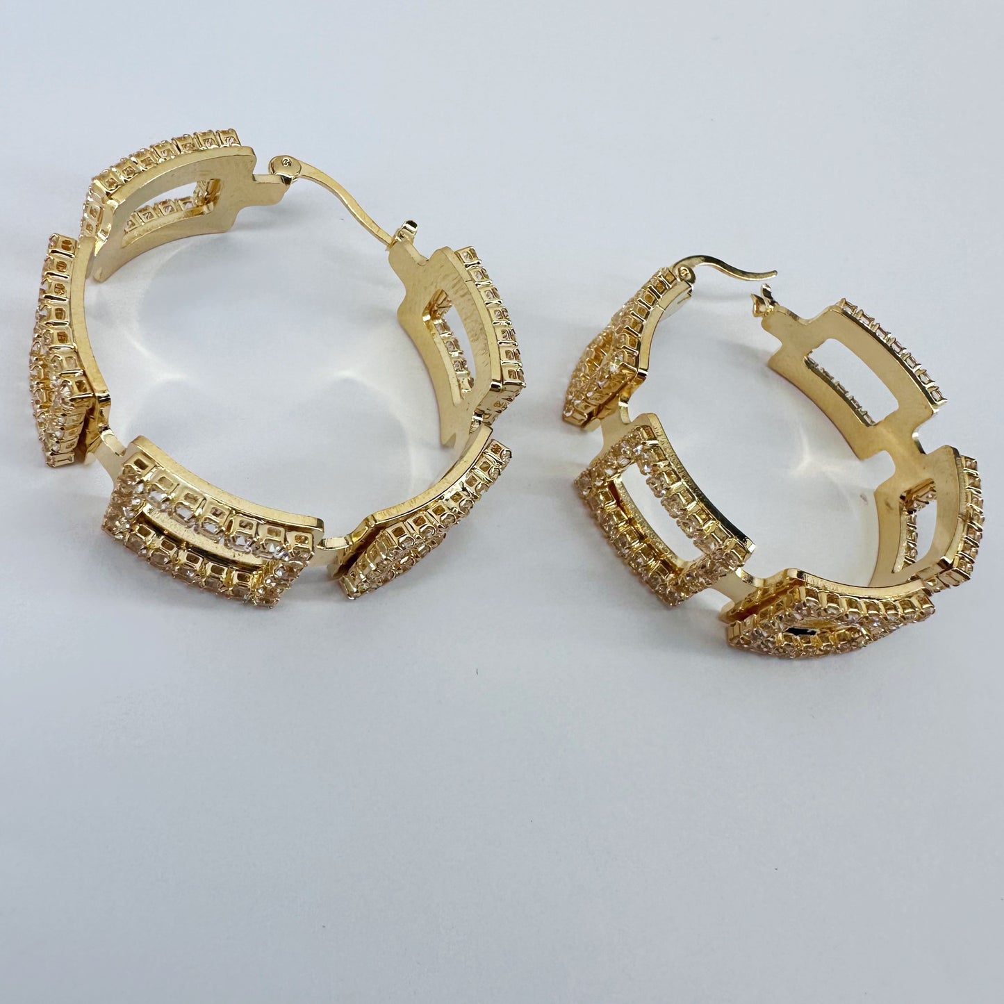 40mm Hoop Earrings Rectangle full of Rhinestones