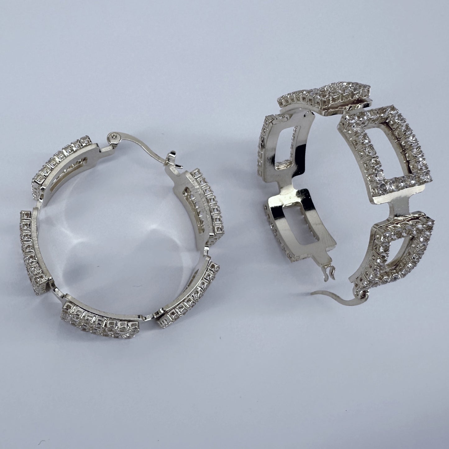 40mm Hoop Earrings Rectangle full of Rhinestones