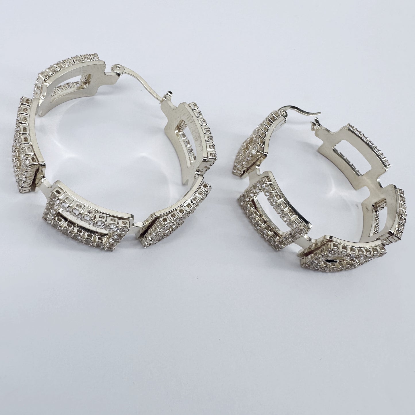 40mm Hoop Earrings Rectangle full of Rhinestones