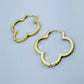 Clover Shape with Clear Rhinestones Hoop Earrings