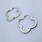 Clover Shape with Clear Rhinestones Hoop Earrings