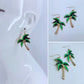 Gold Finish Green Palm Tree Earrings