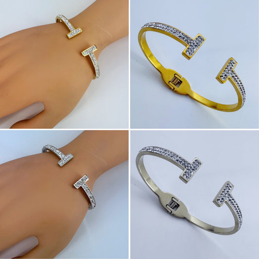Stainless Steel Spring Open Cuff Bracelet