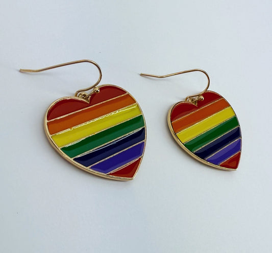 Rainbow Heart Shape Drop Dangle Earrings