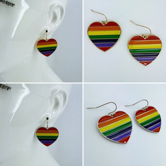 Rainbow Heart Shape Drop Dangle Earrings