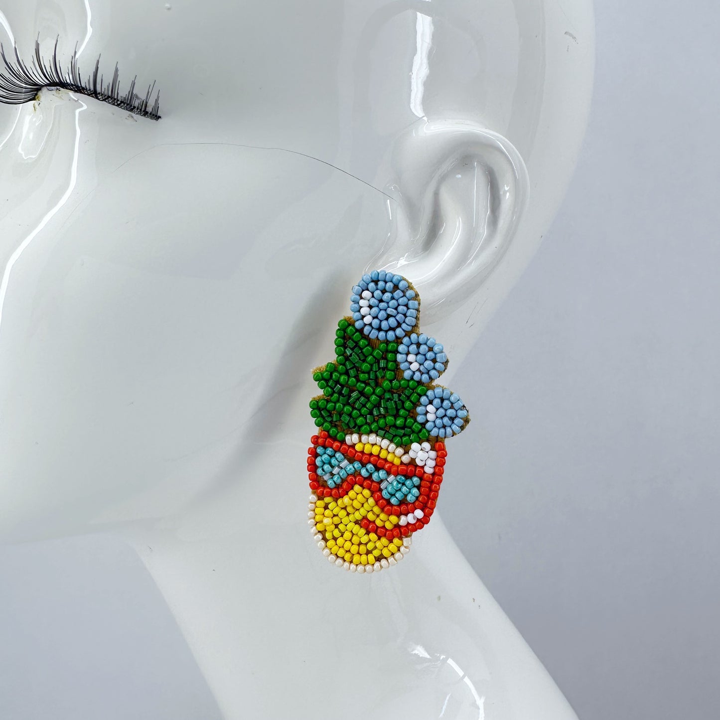 Pineapple Snorkeling Beaded Post Back Earrings