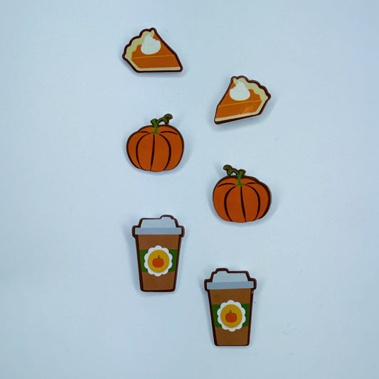 Fall Pumpkin, Pie, Coffee 3 Pair Post Back Earrings Pack