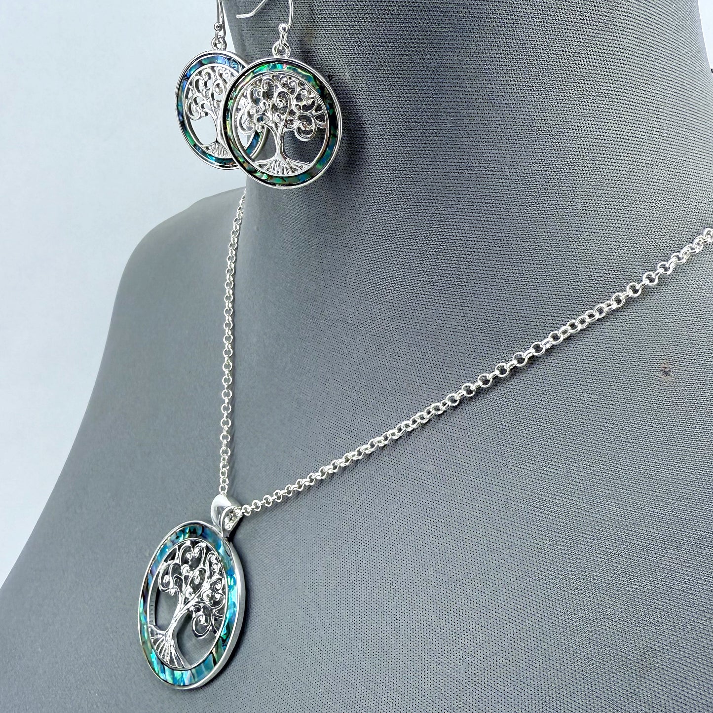 Tree of Life Necklace Set with Abalone decor