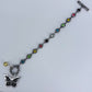 Multicolor Stones Buttefrly Charm Toggle Bracelet