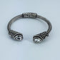 Cable Style Bangle Bracelet Heart Rhinestone