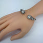 Cable Style Bangle Bracelet Heart Rhinestone