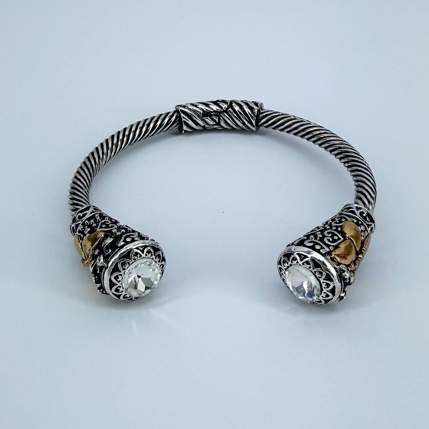 Cable Style Bangle Bracelet Gold Finish Butterfly