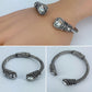 Cable Style Bangle Bracelet Heart Rhinestone