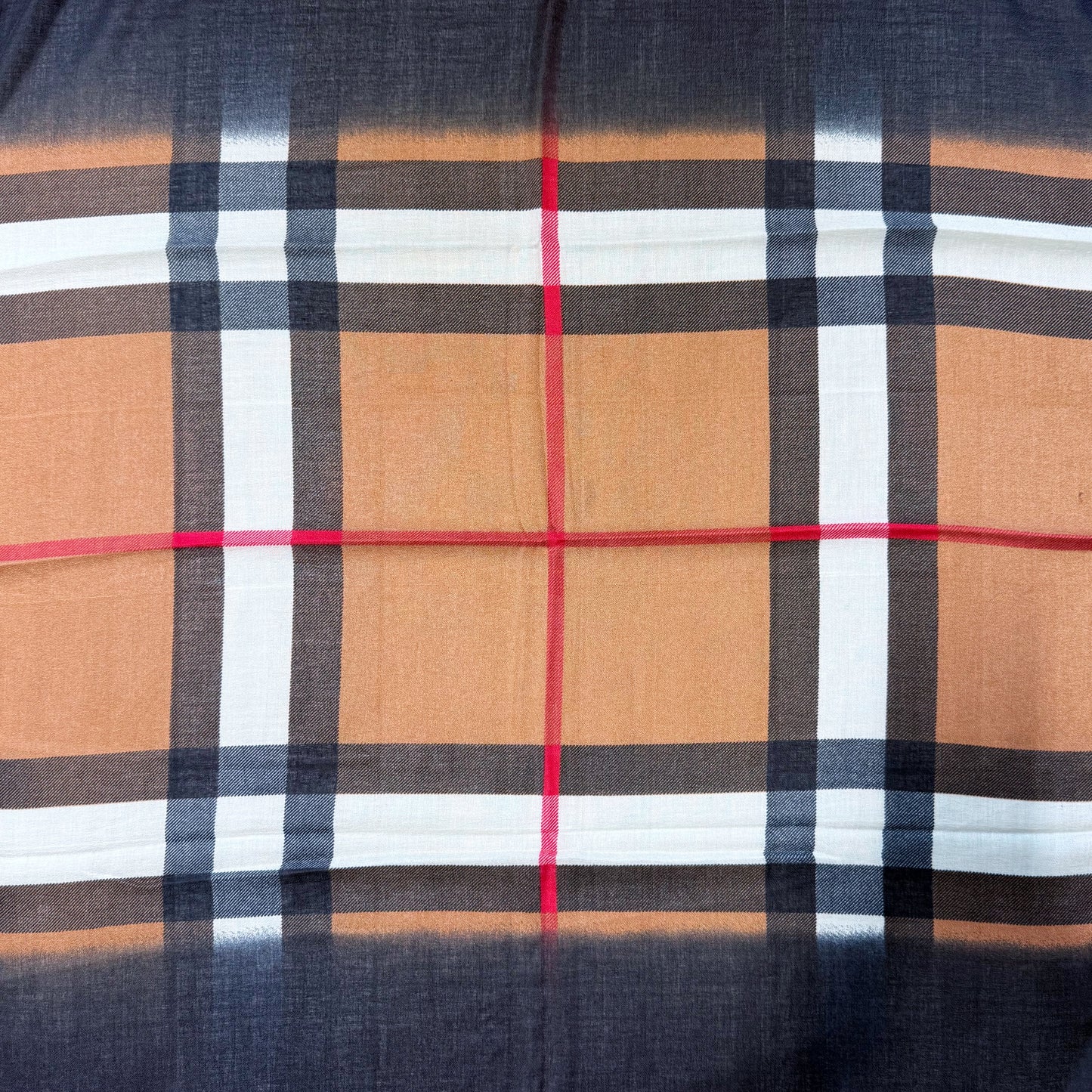 Cotton Square Scarf Brown Checkered Print