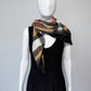 Cotton Square Scarf Taupe Checkered Print