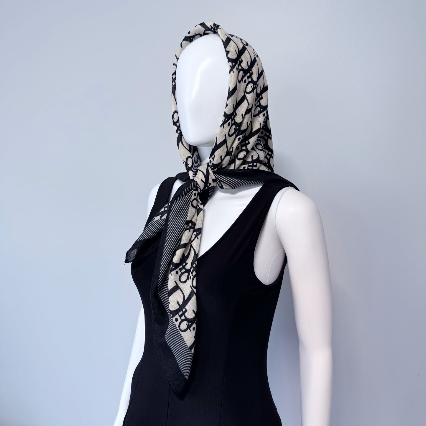 Cotton Square Scarf Black Initial D Print