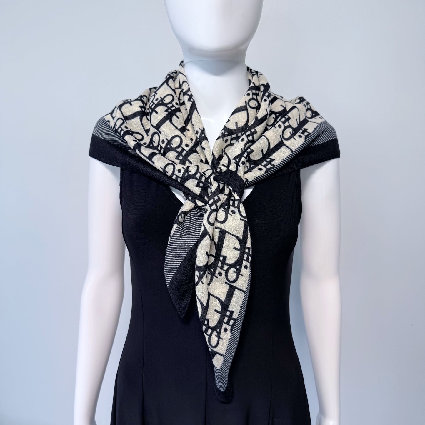 Cotton Square Scarf Black Initial D Print