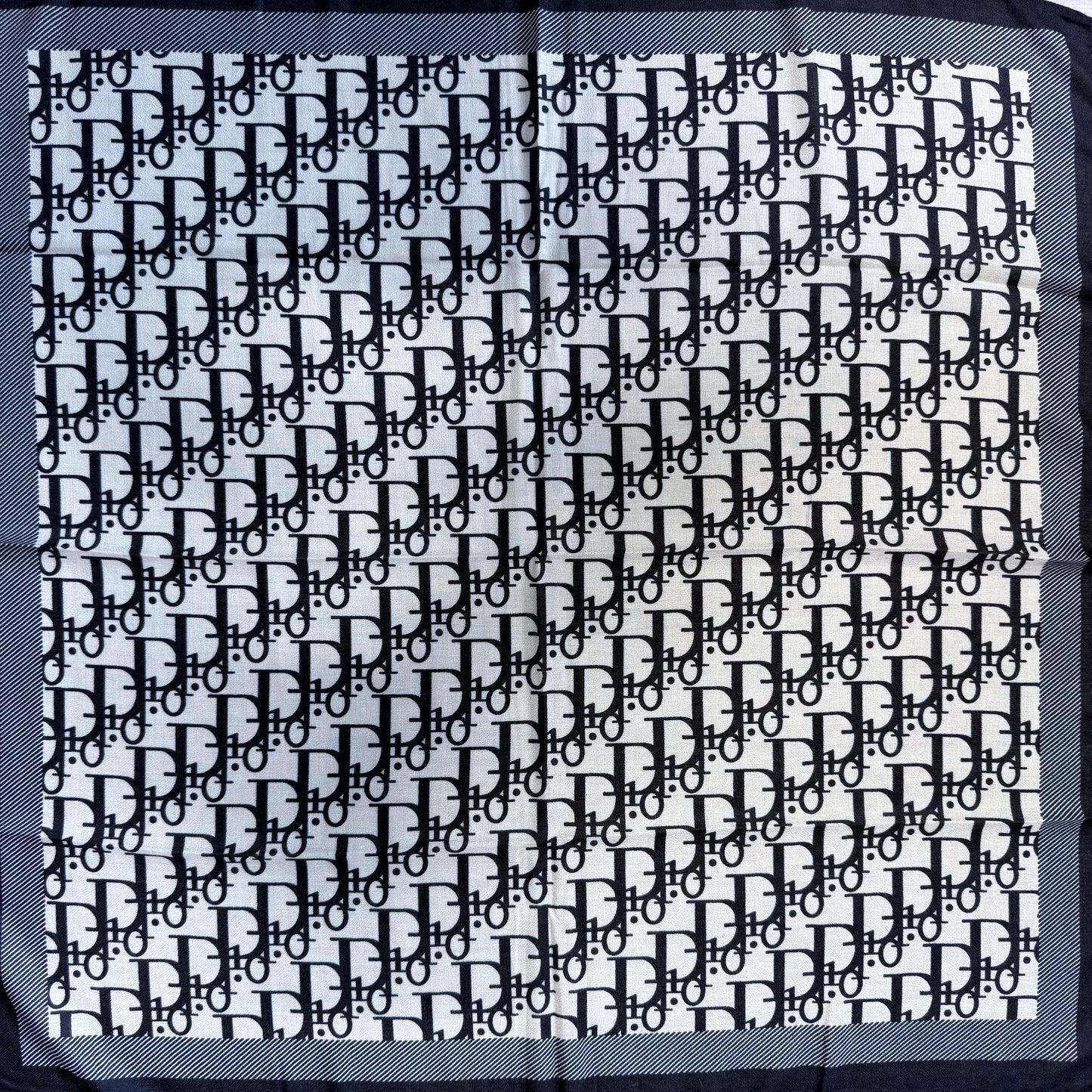 Cotton Square Scarf Black Initial D Print